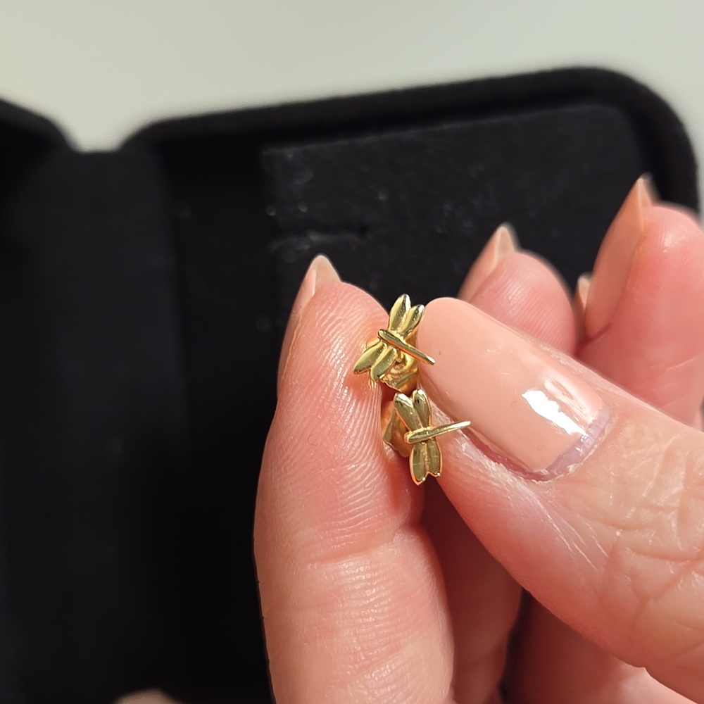 14k Gold Dragonfly Stud Earrings